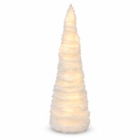 Weiße LED Tanne 11x37cm - kleine Kunststofftanne Weihnachtsdeko mit Timer