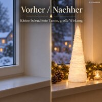 Weiße LED Tanne 11x37cm - kleine Kunststofftanne Weihnachtsdeko mit Timer