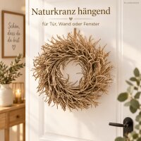 Kranz aus Ästen 38x38x7,5 cm Natur champagner hängend für Wand und Tür