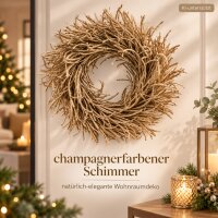 Kranz aus Ästen 38x38x7,5 cm Natur champagner hängend für Wand und Tür