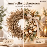 Kranz aus Ästen 38x38x7,5 cm Natur champagner hängend für Wand und Tür