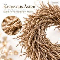 Kranz aus Ästen 38x38x7,5 cm Natur champagner hängend für Wand und Tür
