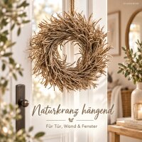 Naturkranz zum Dekorieren 48x8,5cm Beige Champagner Astkranz hängend