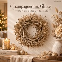 Naturkranz zum Dekorieren 48x8,5cm Beige Champagner Astkranz hängend