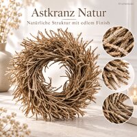 Naturkranz zum Dekorieren 48x8,5cm Beige Champagner Astkranz hängend