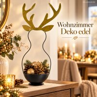 Metallschale Hirsch schwarz gold 21x16,5x60cm Dekoobjekt Metall