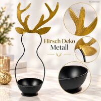 Metallschale Hirsch schwarz gold 21x16,5x60cm Dekoobjekt Metall