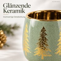 Keramik Übertopf 15x15x14 Grün Salbei - Blumentopf Gold Tanne