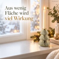Kerzenhalter Tannenbaum Keramik 11,5x18 cm Grün salbei mit Goldrand