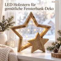 LED Stern Weihnachten Holz 39x6,5x38cm Natur Naturholz - Fensterdeko