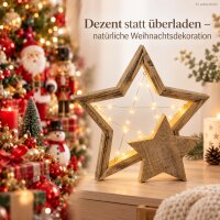 LED Stern Weihnachten Holz 39x6,5x38cm Natur Naturholz - Fensterdeko