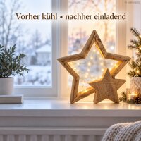 LED Stern Weihnachten Holz 39x6,5x38cm Natur Naturholz - Fensterdeko