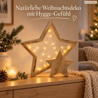 Beleuchteter Holzstern 31x6,5x49cm Natur Holz Fensterdeko Weihnachten