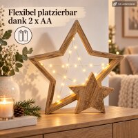 Beleuchteter Holzstern 31x6,5x49cm Natur Holz Fensterdeko Weihnachten
