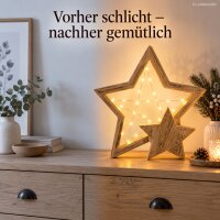 Beleuchteter Holzstern 31x6,5x49cm Natur Holz Fensterdeko Weihnachten