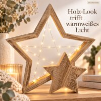 Beleuchteter Holzstern 31x6,5x49cm Natur Holz Fensterdeko Weihnachten