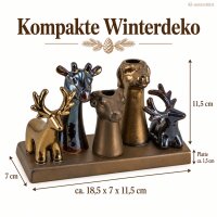 Deko Set auf Platte 1,5cm 18,5cm Braun - Steingut Vase Hirsch