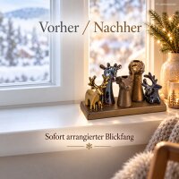 Deko Set auf Platte 1,5cm 18,5cm Braun - Steingut Vase Hirsch