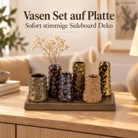 Vasen Arrangement 18,5x7x9cm Braun Gold Steingut auf Platte Sideboard