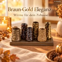 Vasen Arrangement 18,5x7x9cm Braun Gold Steingut auf Platte Sideboard