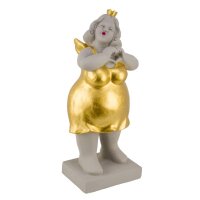 Engel Figur grau gold 80cm - Magnesia Standfigur mit Herz...
