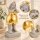 Engel Figur grau gold 80cm - Magnesia Standfigur mit Herz und Sockel
