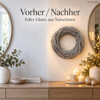 Silberner Dekokranz 33x33x9cm Silber Zweigkranz für Tür und Tisch