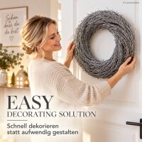 Deko Kranz 42x42x11cm Silberfarben Zweigkranz für Tür und Tisch