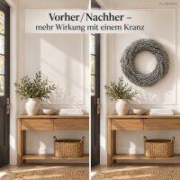 Deko Kranz 42x42x11cm Silberfarben Zweigkranz für Tür und Tisch