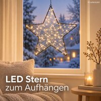 LED Metallstern schwarz 28x28cm - beleuchteter Hängestern für außen
