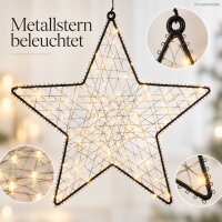 LED Metallstern schwarz 28x28cm - beleuchteter Hängestern für außen