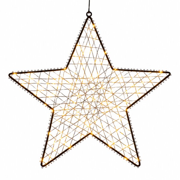 LED Stern zum Aufhängen 39x39x0,5cm Schwarz - Metallstern beleuchtet
