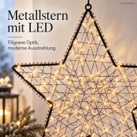 LED Stern zum Aufhängen 39x39x0,5cm Schwarz - Metallstern beleuchtet