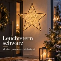 LED Stern zum Aufhängen 39x39x0,5cm Schwarz - Metallstern beleuchtet