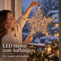 LED Stern zum Aufhängen 39x39x0,5cm Schwarz - Metallstern beleuchtet