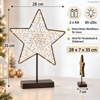 LED Stern stehend 28x7x35cm Schwarz - Leuchtstern Metall für innen