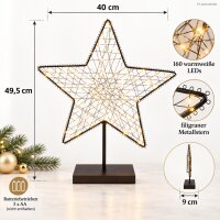 LED Stern warmweiß 40x49,5cm Schwarz Anthrazit Metall stehend