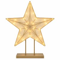 LED Stern gold 38x48 cm Stoffstern auf Sockel für Fensterbank
