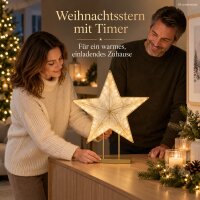 LED Stern gold 38x48 cm Stoffstern auf Sockel für Fensterbank