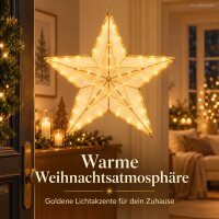 Stoffstern LED 38x5x36cm Gold - beleuchteter Stern hängend Advent