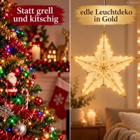 Stoffstern LED 38x5x36cm Gold - beleuchteter Stern hängend Advent