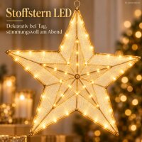 Stoffstern LED 38x5x36cm Gold - beleuchteter Stern hängend Advent