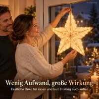 Stoffstern LED 38x5x36cm Gold - beleuchteter Stern hängend Advent