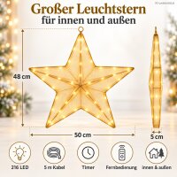 Leuchtstern 50x48cm Gold goldfarben - LED Stoffstern zum Aufhängen