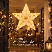 Leuchtstern 50x48cm Gold goldfarben - LED Stoffstern zum Aufhängen