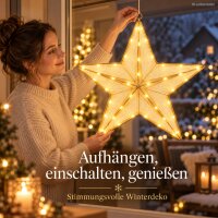 Leuchtstern 50x48cm Gold goldfarben - LED Stoffstern zum Aufhängen