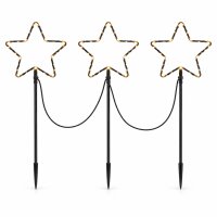 LED Erdspieß Sterne 10x21cm Schwarz Metall Gartenstecker für außen