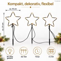 LED Erdspieß Sterne 10x21cm Schwarz Metall Gartenstecker für außen