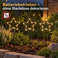 LED Erdspieß Sterne 10x21cm Schwarz Metall Gartenstecker für außen