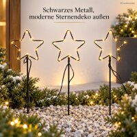 LED Metallstecker Sterne 10x21cm Schwarz - Gartenstecker außen 3er-Set